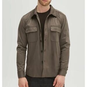ROBERT BARAKETT "RENOIR OVERSHIRT" SUEDE SHIRT JACKET in Army Green size Large